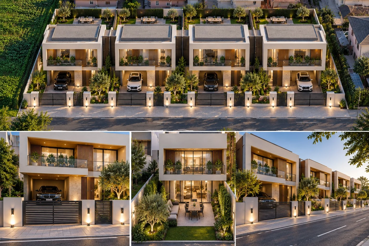 Katër vila bashkëkohore me oborre private dhe parkim të integruar, projekt nga Celestia Architects